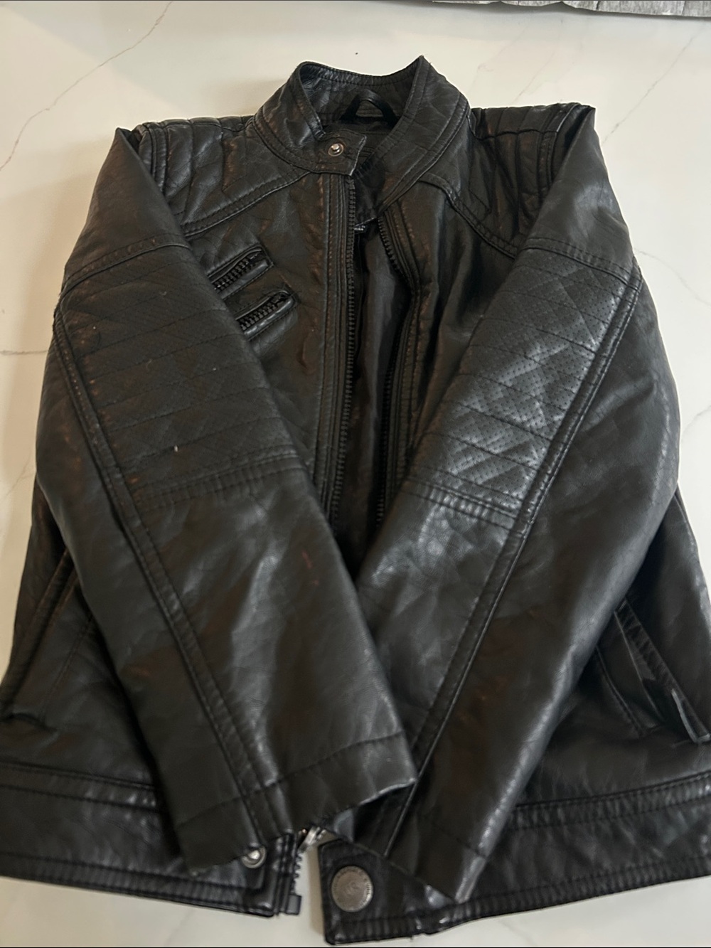 Urban Republic Black Faux Leather Moto Jacket for Kids